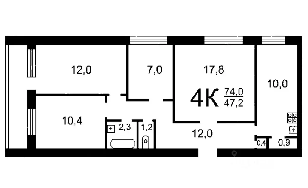 4-к кв. Омская область, Омск Арктическая ул., 23 (75.0 м) - Фото 2