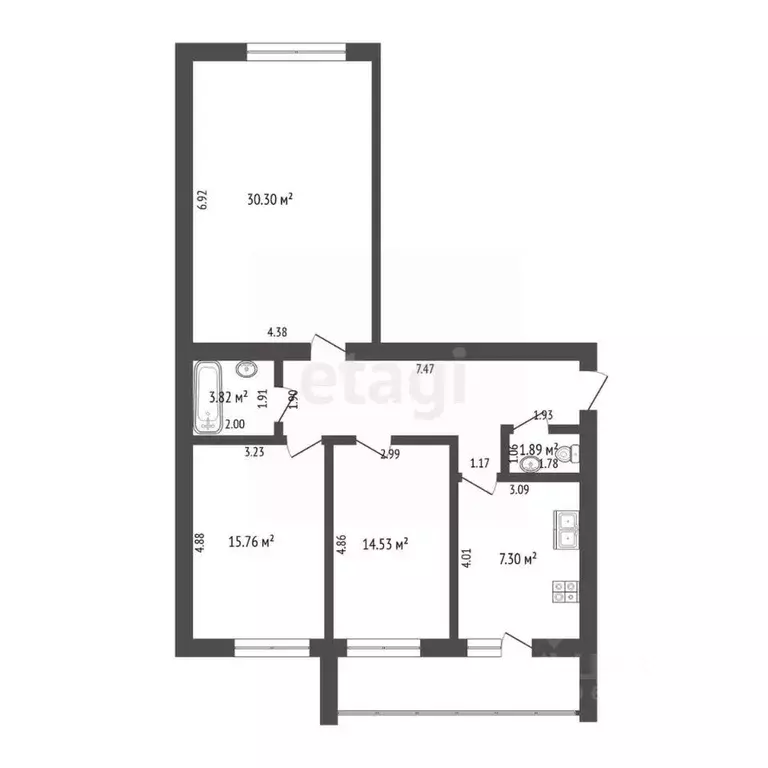 3-к кв. Мордовия, Саранск Мордовская ул., 35к192 (87.6 м) - Фото 1