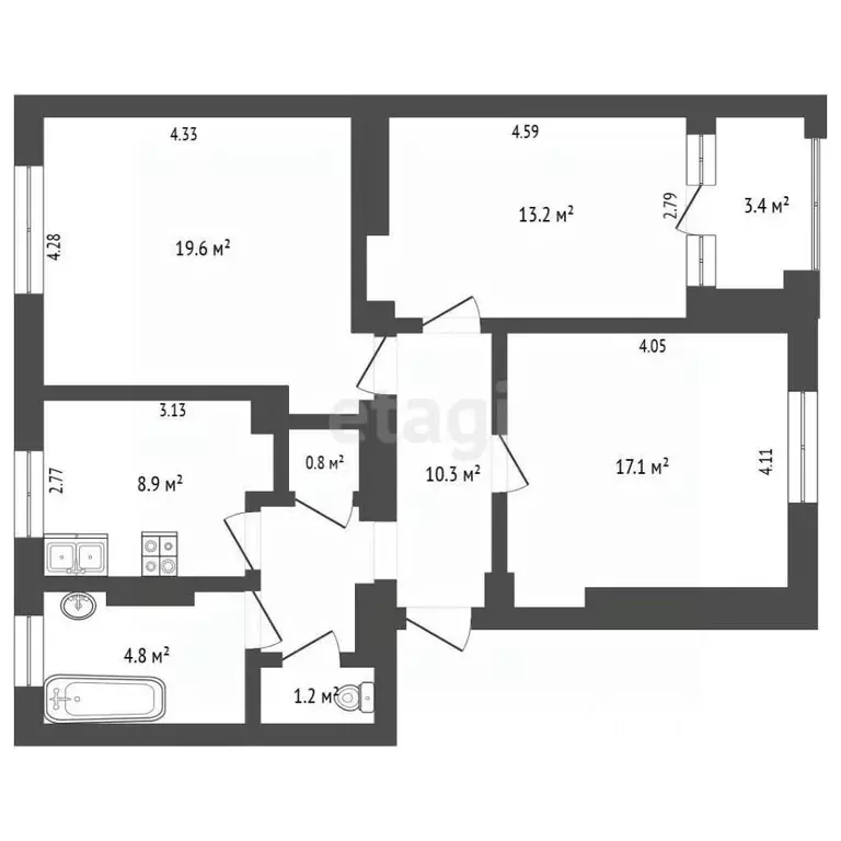 3-к кв. Севастополь ул. Льва Толстого, 15 (77.6 м) - Фото 1