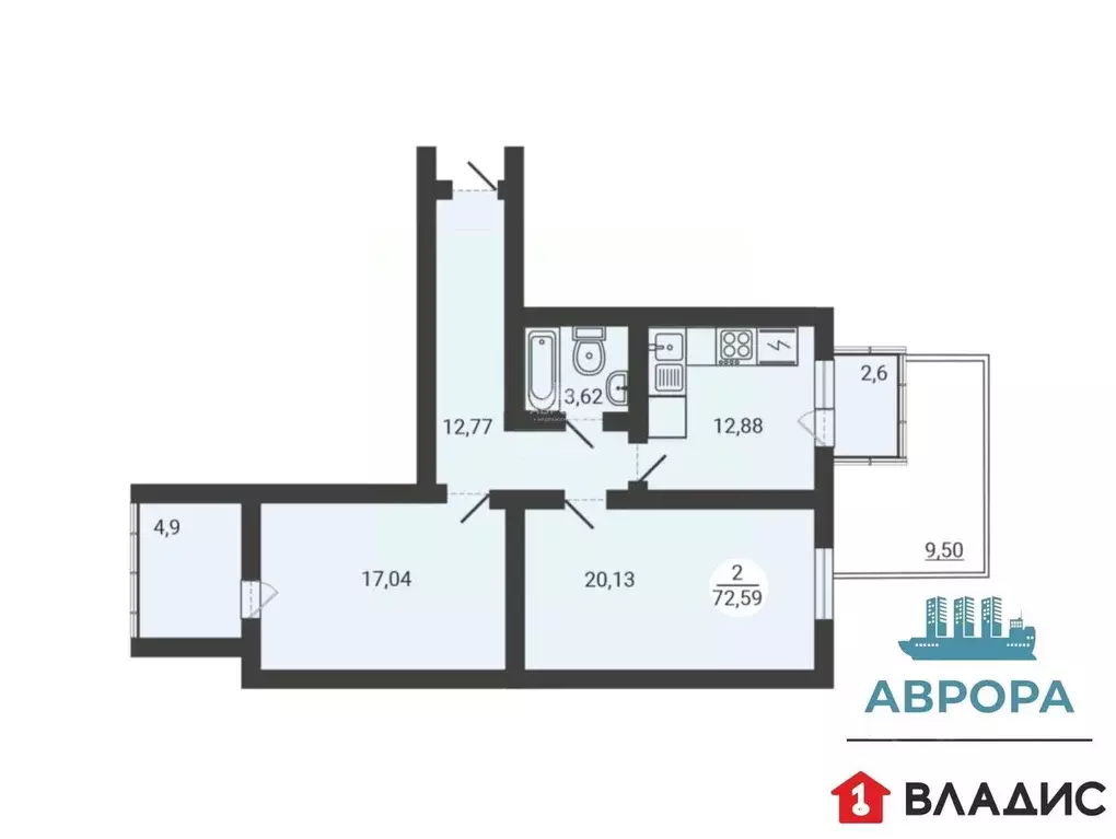 2-к кв. Челябинская область, Магнитогорск ул. Зеленый Лог, 71/2 (72.57 ... - Фото 1