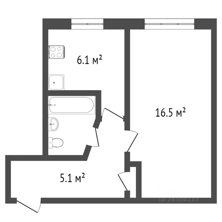 1-к кв. Севастополь ул. Истомина, 14 (29.7 м) - Фото 1