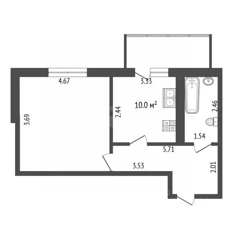 1-к кв. Московская область, Одинцово Северная ул., 36 (39.0 м) - Фото 2