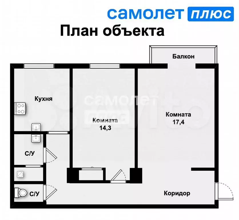 2-к. квартира, 59 м, 3/5 эт. - Фото 0
