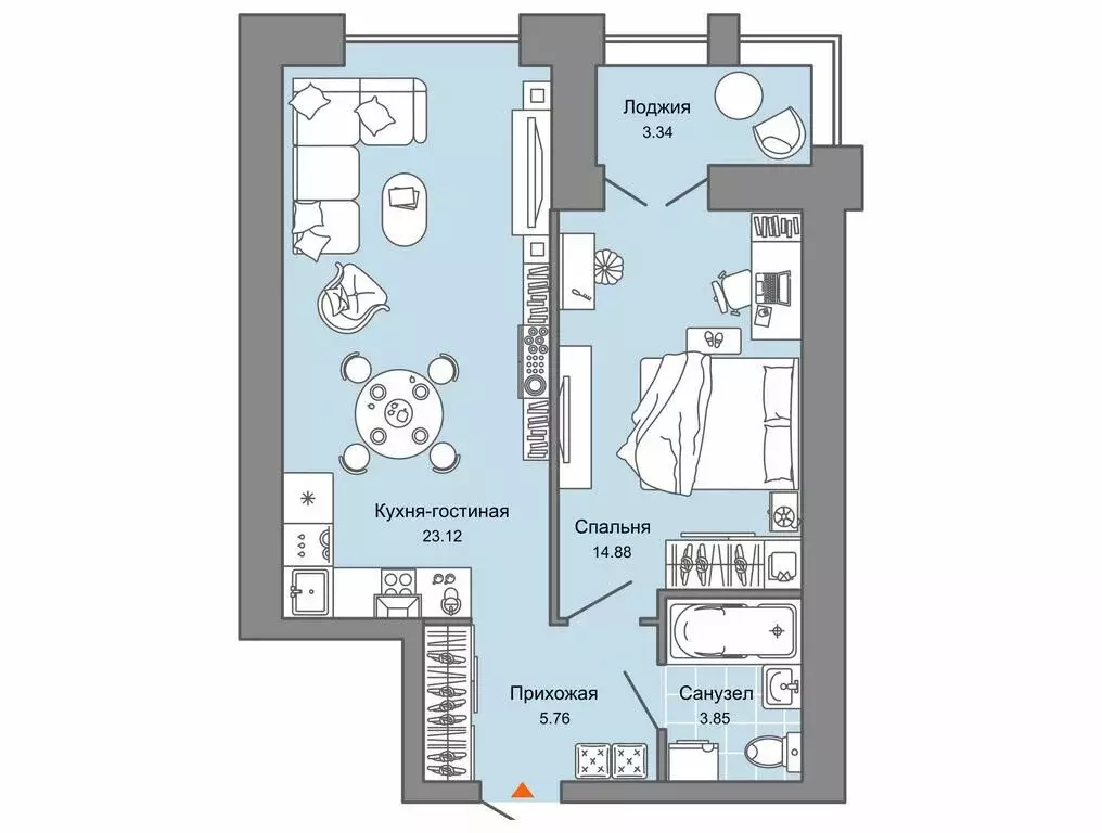 1-комнатная квартира: Пермь, улица Дзержинского, 35А (49 м) - Фото 1