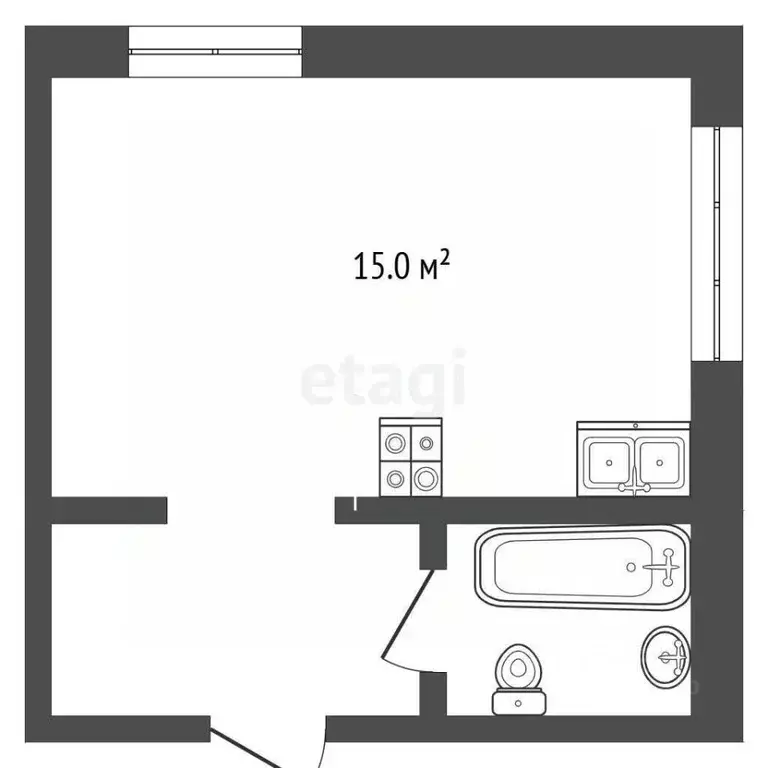 Студия Тюменская область, Тюмень ул. Беляева, 23/2 (23.0 м) - Фото 2