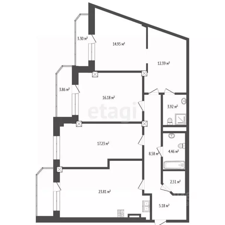 3-к кв. Тюменская область, Тюмень Харьковская ул., 59/4 (110.4 м) - Фото 0