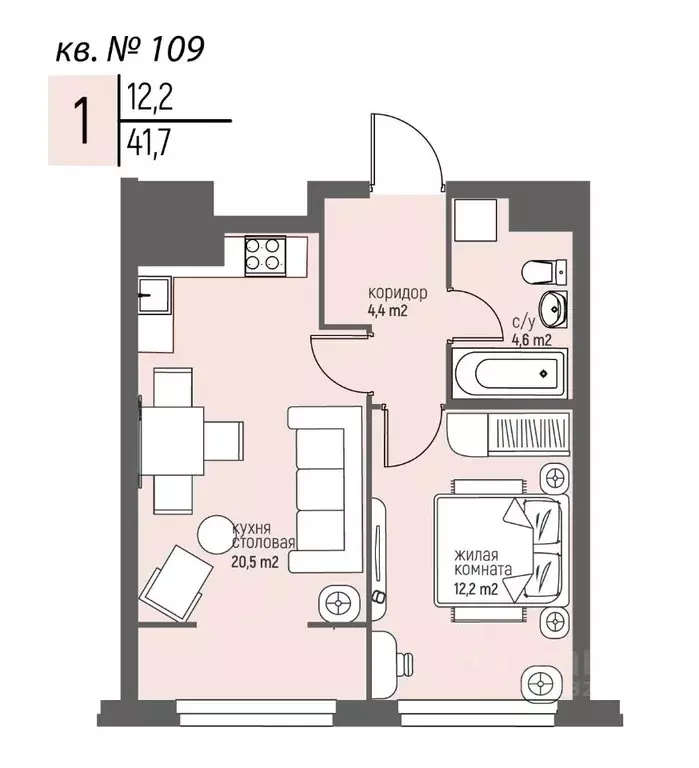 1-к кв. Нижегородская область, Нижний Новгород Спортивный мкр, ... - Фото 1