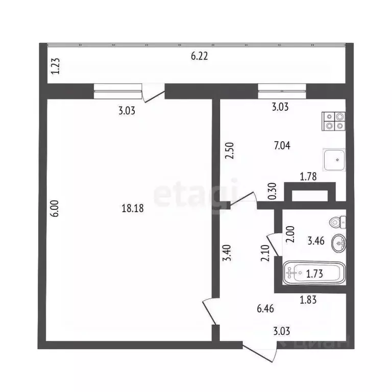 1-к кв. Ульяновская область, Ульяновск просп. Туполева, 2 (35.5 м) - Фото 2