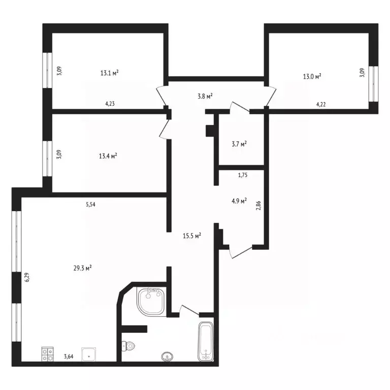 3-к кв. Тюменская область, Тюмень ул. Ю.-Р.Г. Эрвье, 28 (102.0 м) - Фото 1
