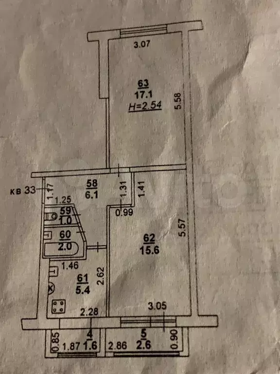 2-к. квартира, 51,4 м, 1/5 эт. - Фото 0