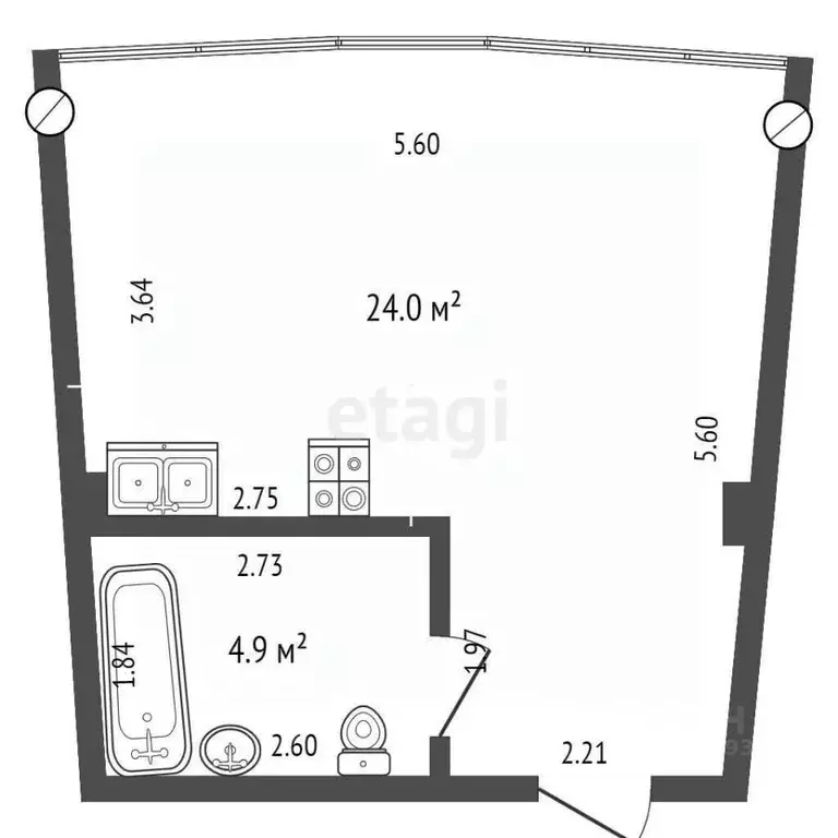 Студия Краснодарский край, Геленджик Крымская ул., 3к1 (29.5 м) - Фото 2