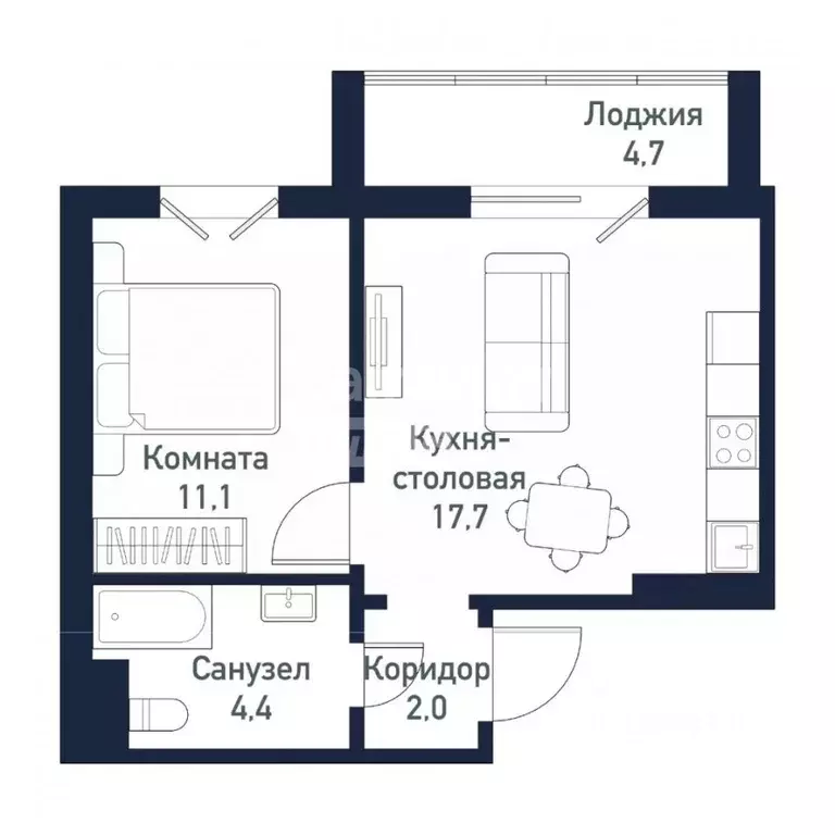 1-к кв. Челябинская область, Челябинский городской округ, пос. ... - Фото 1