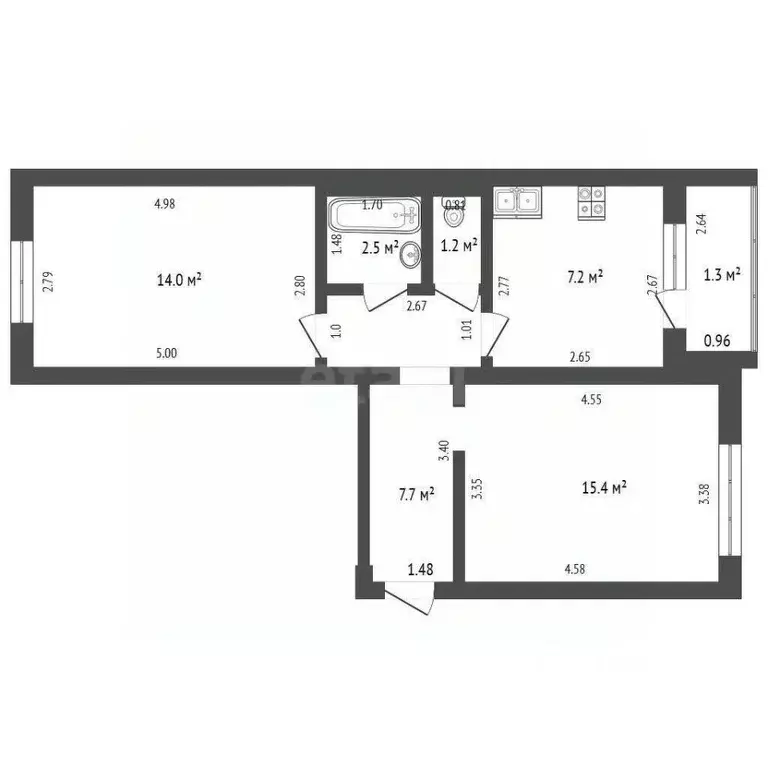 2-к кв. Башкортостан, Стерлитамак ул. Николаева, 6 (49.5 м) - Фото 2