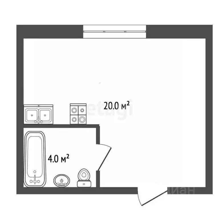 Студия Челябинская область, Миасс Городская ул., 2 (24.0 м) - Фото 1