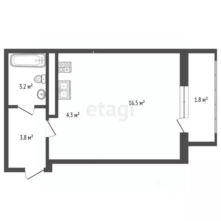 Студия Московская область, Балашиха ш. Косинское, 6 (31.5 м) - Фото 1