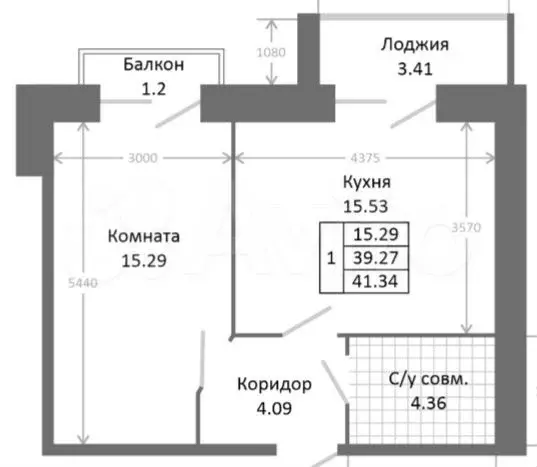 1-к. квартира, 43,9 м, 8/9 эт. - Фото 0