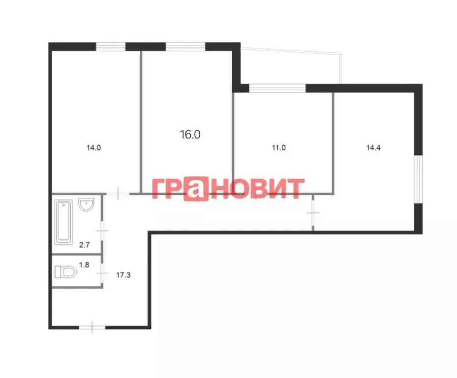 3-к кв. новосибирская область, новосибирск вилюйская ул, 15 (79.4 м) - Фото 1