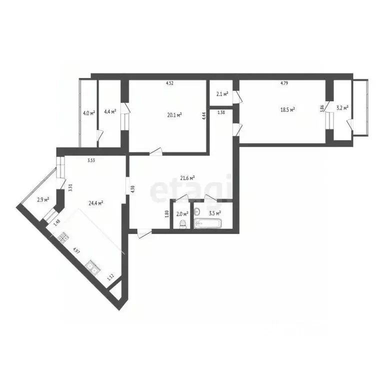 2-к кв. Тюменская область, Тюмень ул. Прокопия Артамонова, 9 (94.2 м) - Фото 2