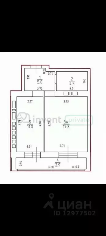 1-к кв. Калининградская область, Калининград ул. Старшины Дадаева, 71 ... - Фото 2