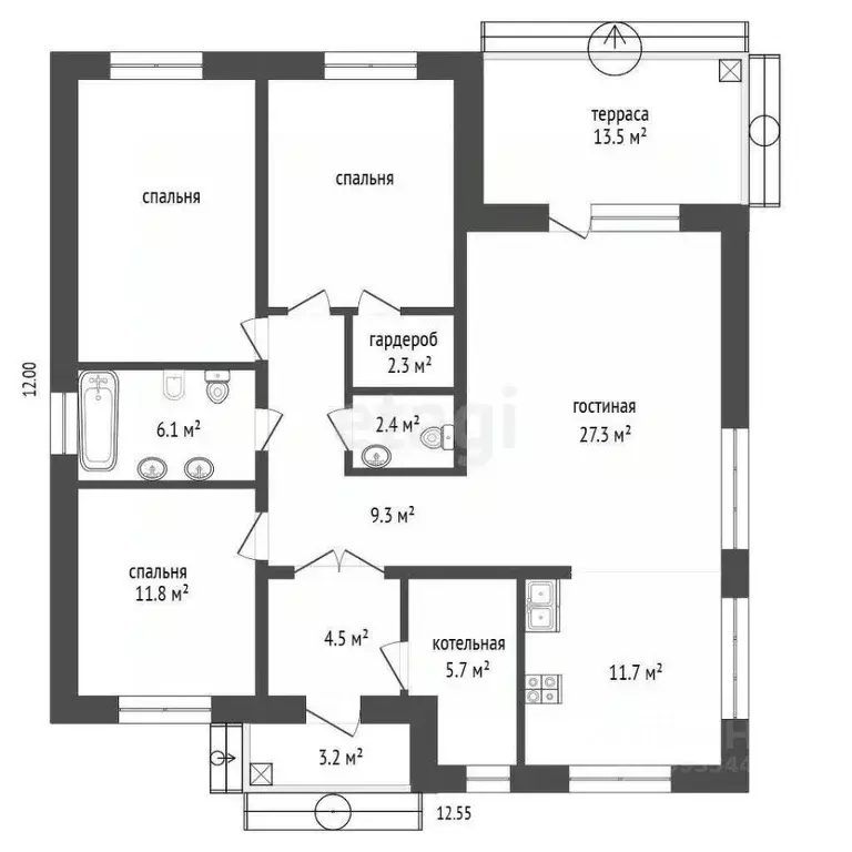 Дом в Тюменская область, Тюмень Лето-Парк кп,  (125 м) - Фото 2