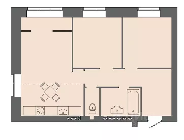 3-к кв. Волгоградская область, Волгоград ул. Дегтярева, 19 (64.75 м) - Фото 1