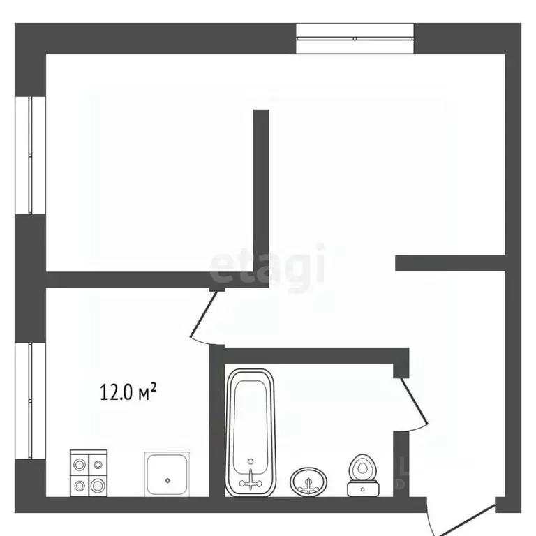 1-к кв. Тюменская область, Тюмень ул. Луначарского, 51 (29.5 м) - Фото 2