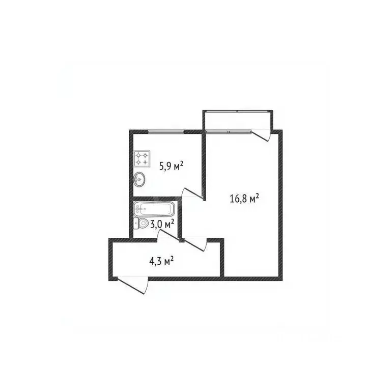 1-к кв. Белгородская область, Валуйки ул. Тимирязева, 109А (30.6 м) - Фото 1