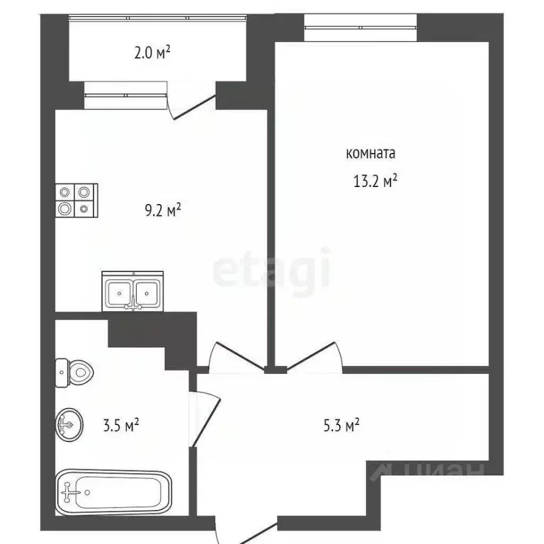 1-к кв. Ростовская область, Ростов-на-Дону ул. Нансена, 83с3 (33.0 м) - Фото 1