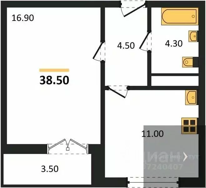 1-к кв. Воронежская область, Новоусманский район, пос. Отрадное ул. ... - Фото 1