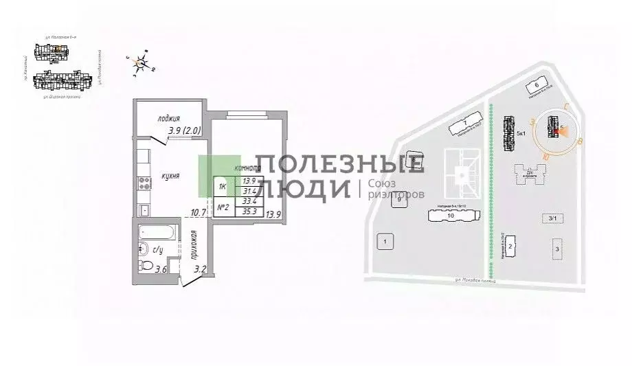 1-к кв. Алтайский край, Барнаул ул. 6-я Нагорная, 15Г/5 (35.3 м) - Фото 1