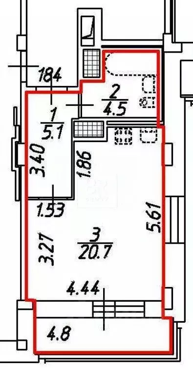 Студия Санкт-Петербург Туристская ул., 20к2 (30.3 м) - Фото 1