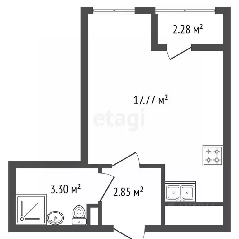 Студия Санкт-Петербург 1-й Предпортовый проезд, 1 (23.92 м) - Фото 2