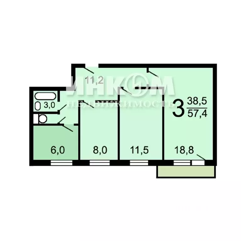 3-к кв. Московская область, Долгопрудный Лихачевское ш., 20 (56.9 м) - Фото 2