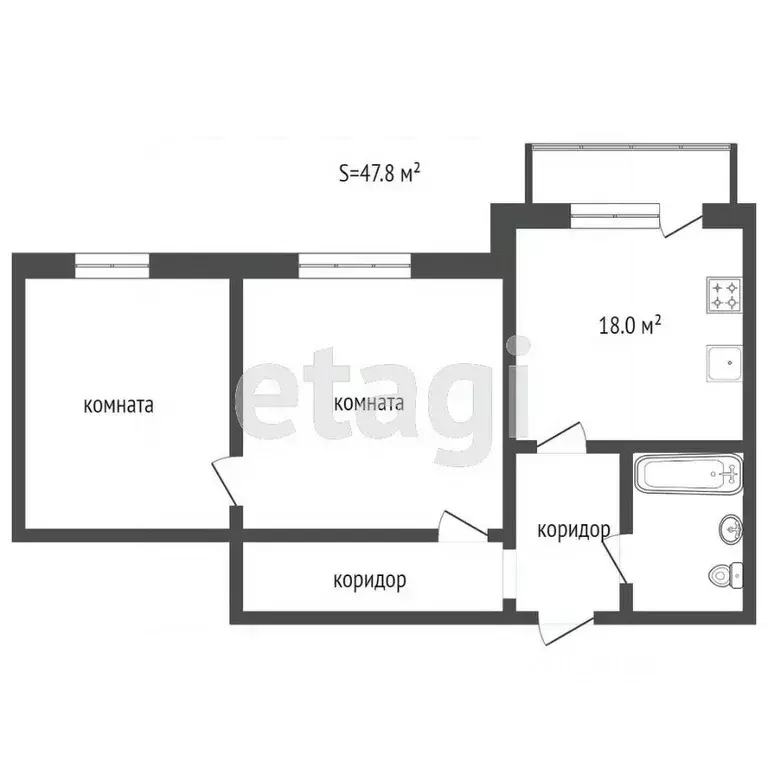 2-к кв. Ханты-Мансийский АО, Сургут ул. Крылова, 20 (53.0 м) - Фото 1