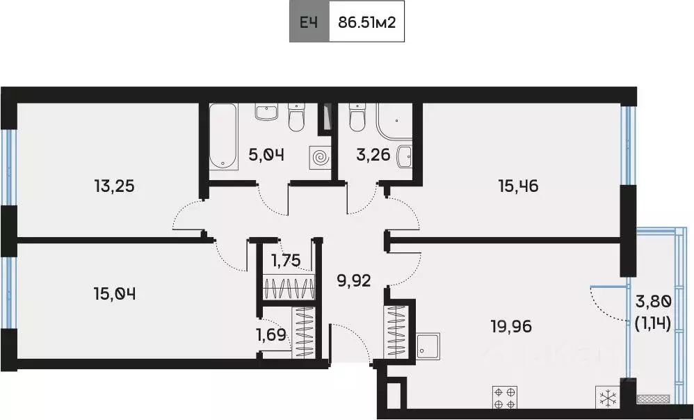 3-к кв. Санкт-Петербург 7-я Васильевского острова линия, 84 (86.51 м) - Фото 0