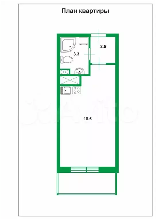 Квартира-студия, 24,4 м, 5/25 эт. - Фото 0