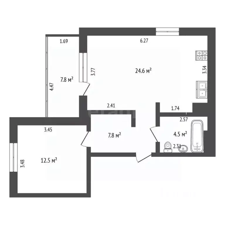 1-к кв. Калининградская область, Светлогорск Ольховая ул., 32к6 (47.4 ... - Фото 2