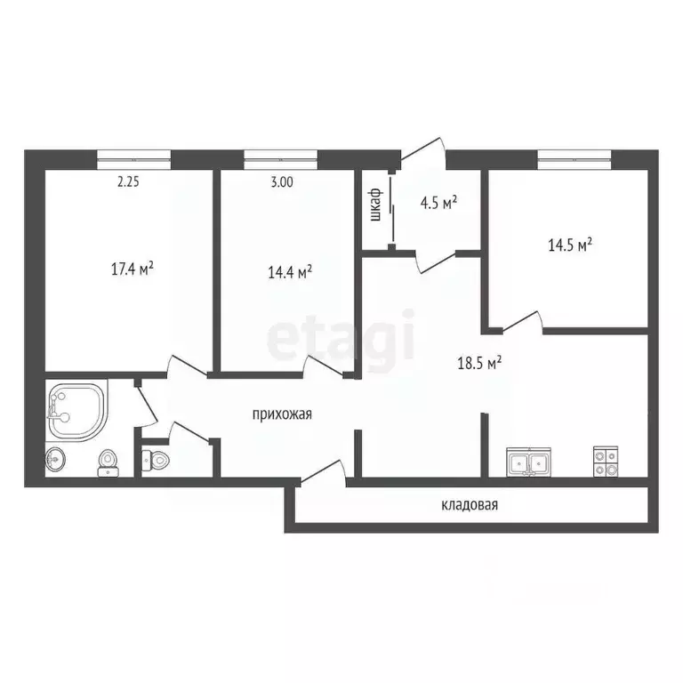 3-к кв. Камчатский край, Петропавловск-Камчатский Космический проезд, ... - Фото 2