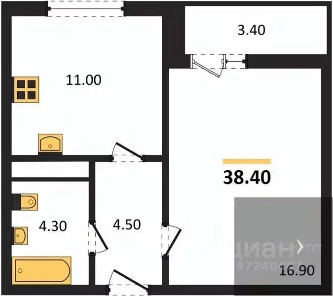 1-к кв. Воронежская область, Воронеж ул. Пескова, 8 (38.4 м) - Фото 0