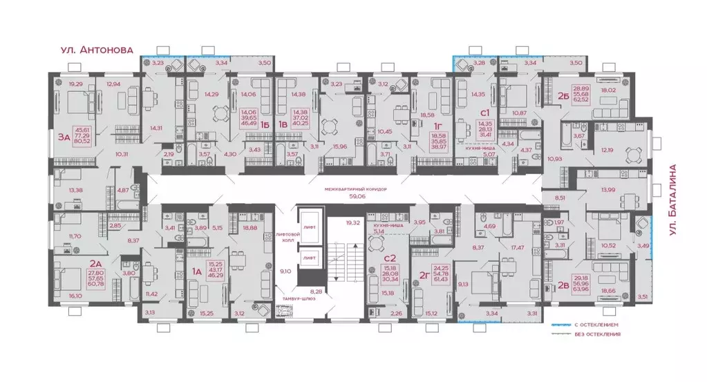 2-к кв. Пензенская область, Пенза ул. Баталина, 31 (63.96 м) - Фото 2