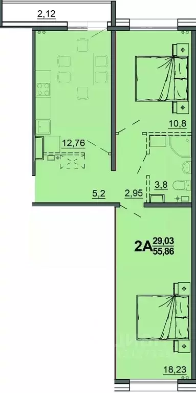 2-к кв. Тверская область, Тверь Новочеркасская ул., 49 (56.58 м) - Фото 0