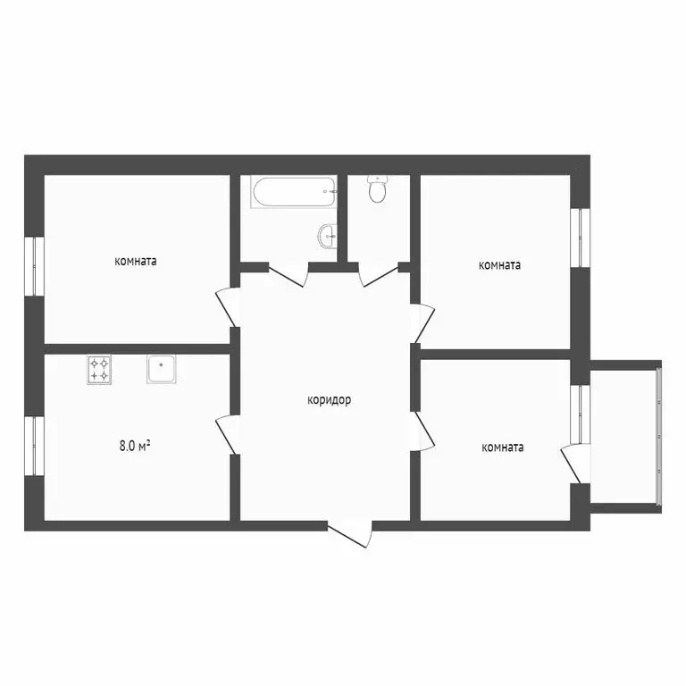 3-комнатная квартира: Заводоуковск, Глазуновская улица, 5 (58.2 м) - Фото 1