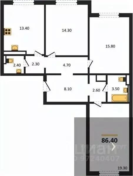 3-к кв. Воронежская область, Воронеж ул. Загоровского, 5/3 (86.4 м) - Фото 0