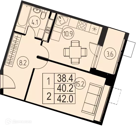 Продаётся 1-к квартира, 40.2 м - Фото 0