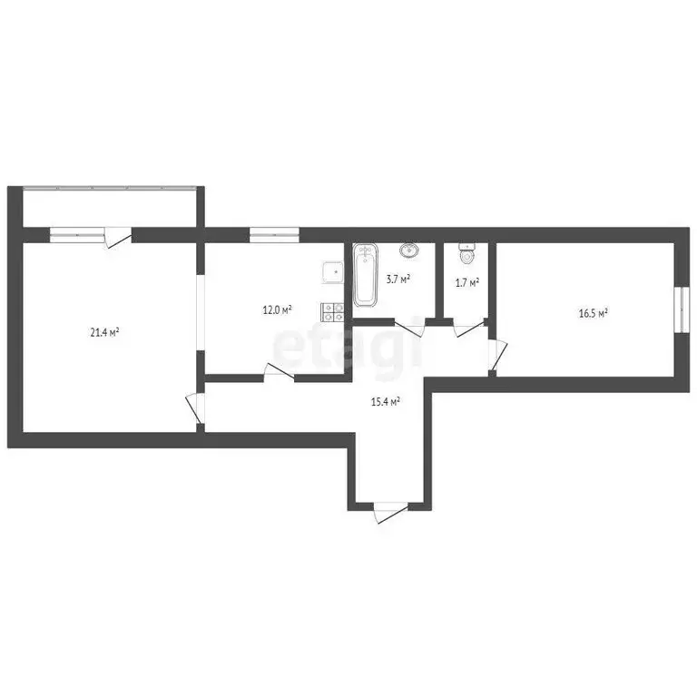 2-комнатная квартира: Тюмень, Заречный проезд, 14 (70.7 м) - Фото 1