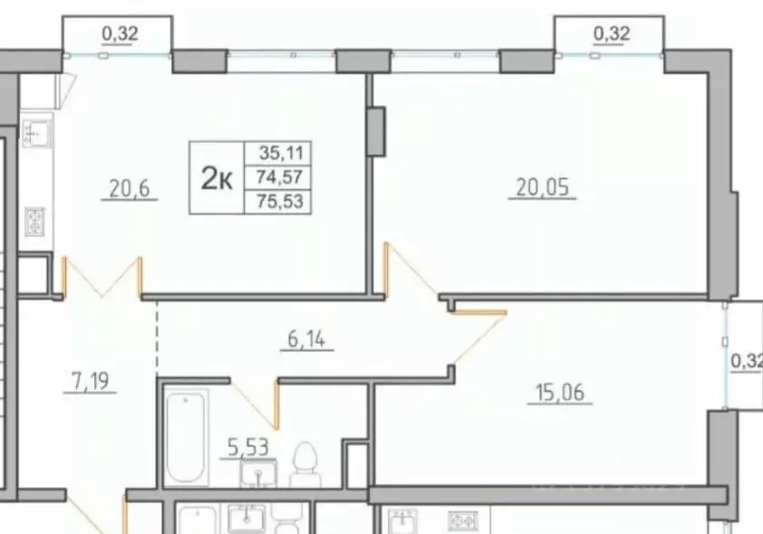 2-к кв. Кабардино-Балкария, Нальчик ул. Ахохова, 100 (75.83 м) - Фото 1