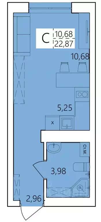 Студия Башкортостан, Уфа ул. Пожарского, 237 (22.87 м) - Фото 1