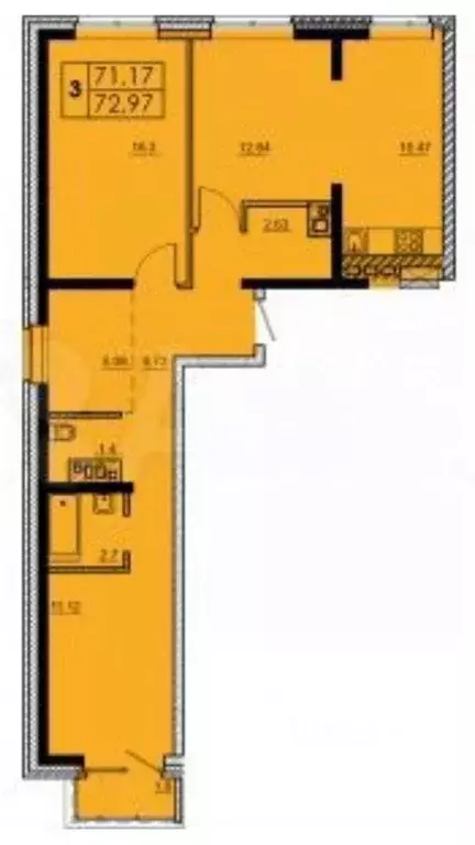 3-к кв. Иркутская область, Иркутск ул. Баумана, 271/1 (72.1 м) - Фото 2