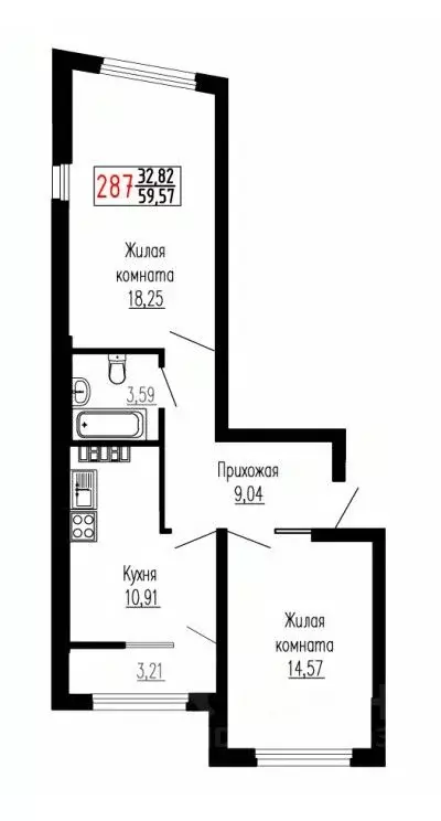 2-к кв. Свердловская область, Екатеринбург ул. Лыжников, 3 (59.6 м) - Фото 1