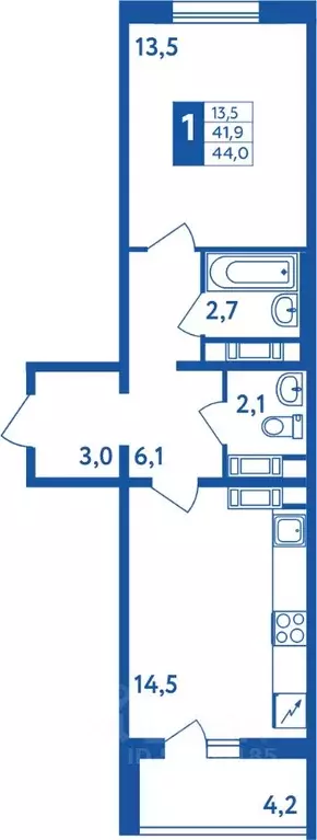 1-к кв. Башкортостан, Уфа Дема жилрайон, Новая Дема жилой комплекс ... - Фото 1
